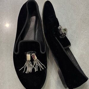 Giuseppe Zanotti Black Loafers with Crystal Accents